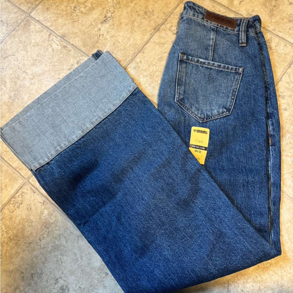 NWT Rock & Roll Denim High Rise Flare Trousers, size 28x32 - Picture 2 of 3
